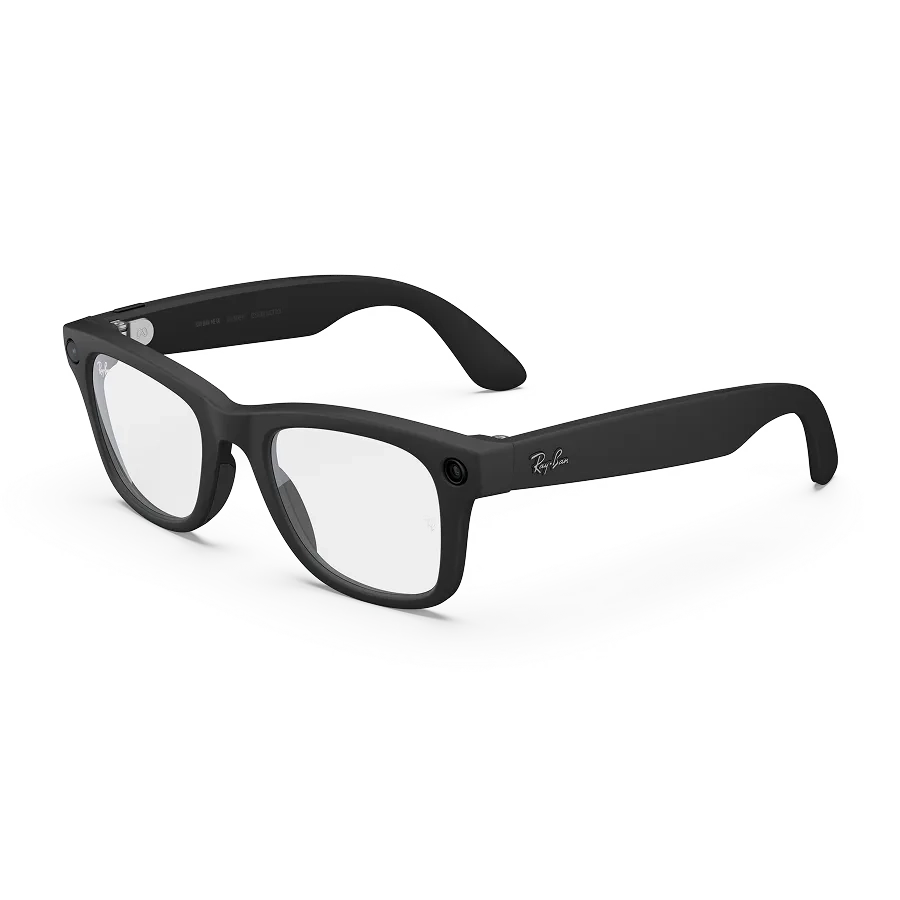 Ray-Ban Meta Wayfarer Gen 2 in matte black with camera lens in the frame corner